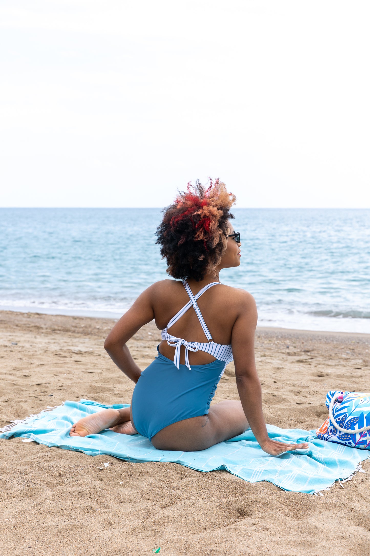 Nursing Swimsuit Breastfeeding – Stripped Blue