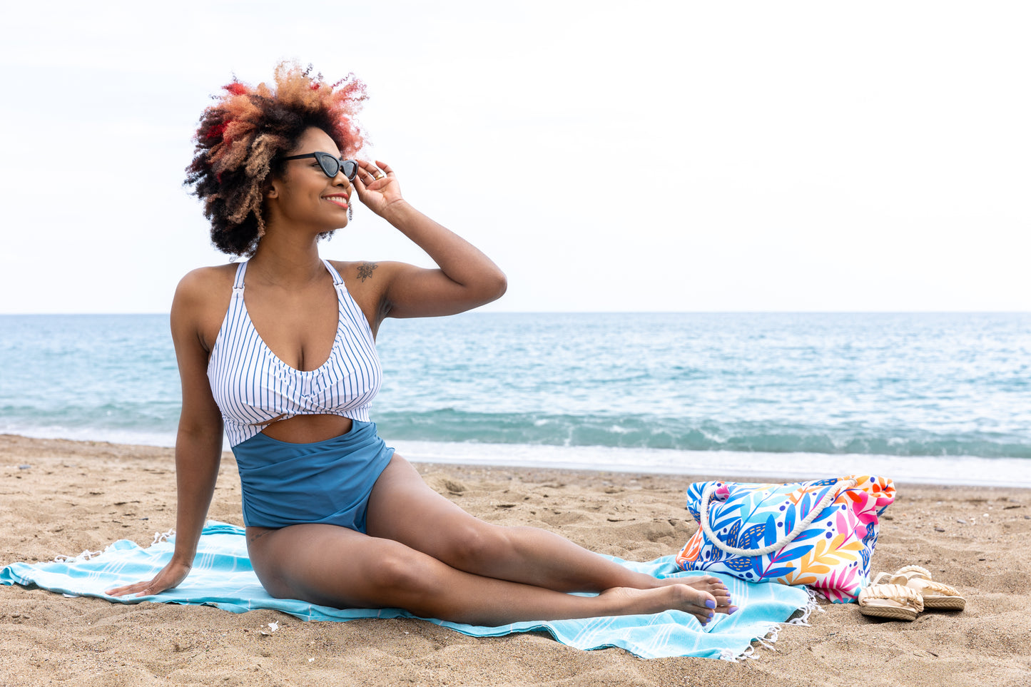 Nursing Swimsuit Breastfeeding – Stripped Blue