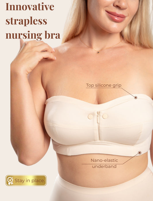Evamom Premium Strapless Nursing Bra with Removable Straps