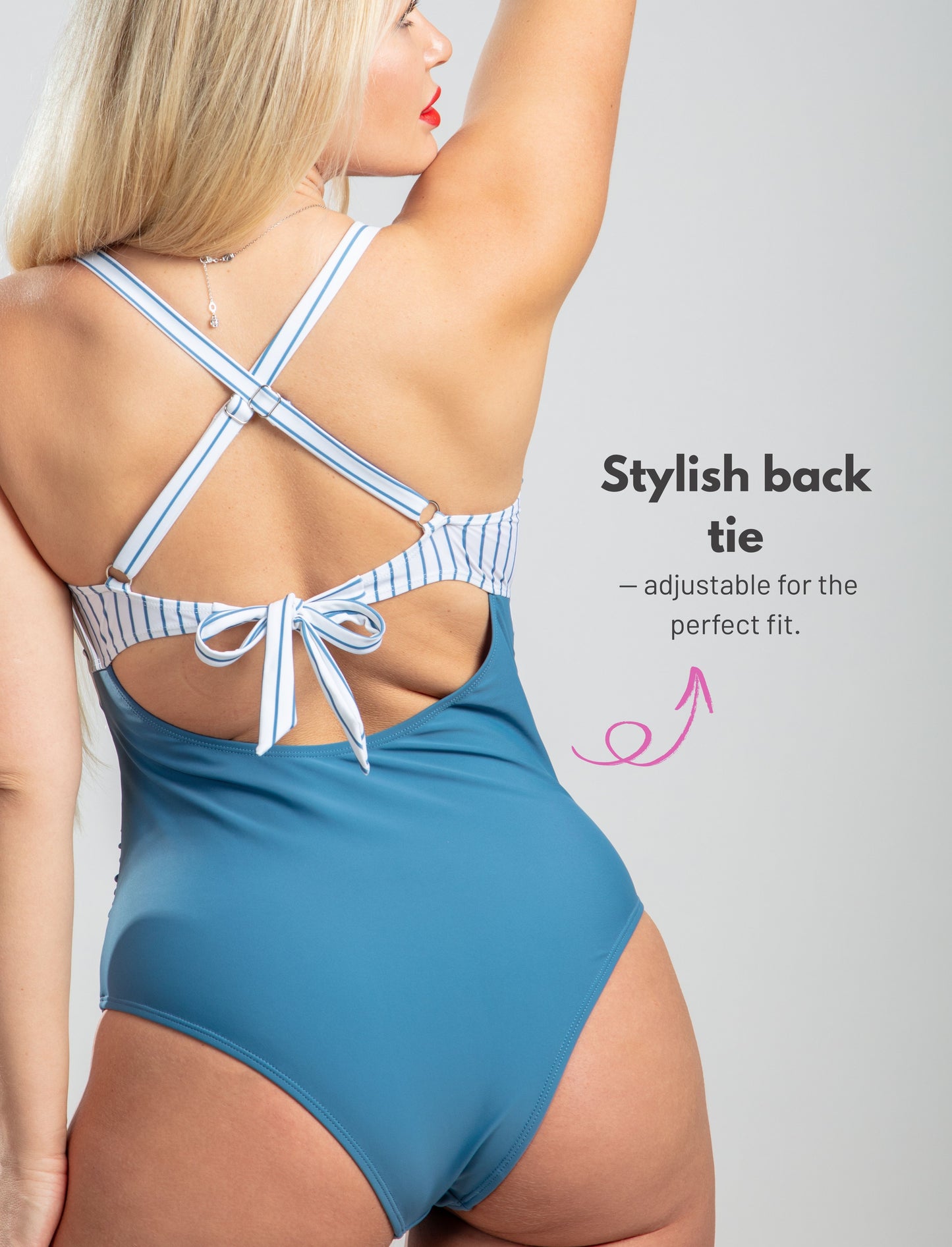 π Evamom - Breastfeeding Swimsuit β Striped Blue Confidence