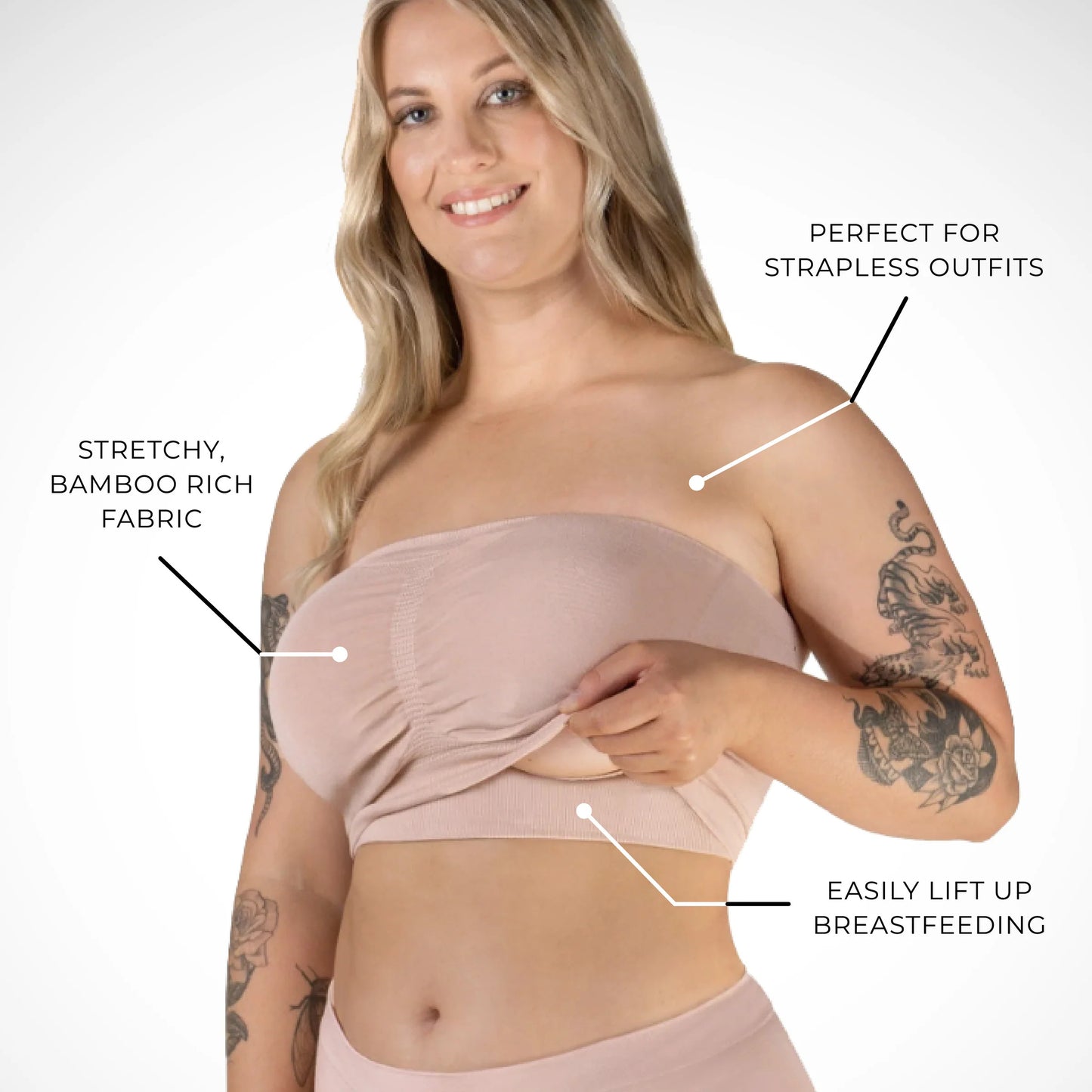 Evamom - Strapless Nursing Bra – Invisible Bandeau Breastfeeding Bra for Hands-Free & Discreet Access