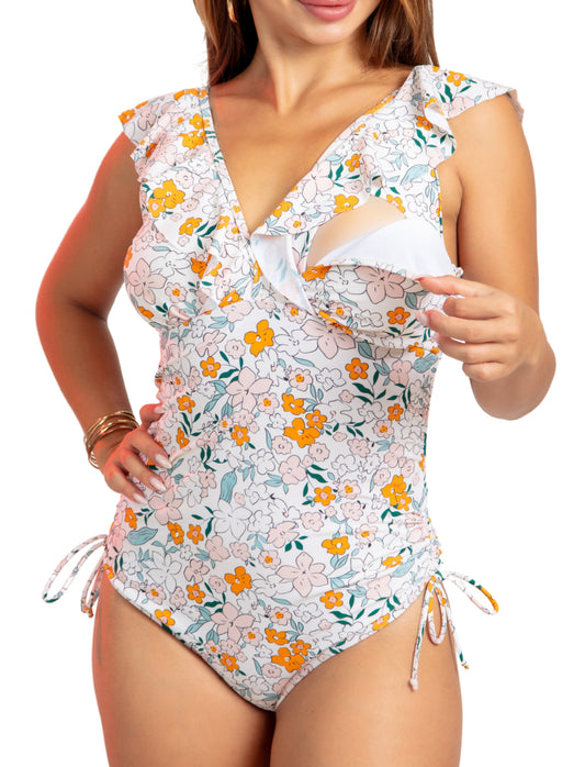 Evamom - Breastfeeding Swimsuit – Floral Elegance, Effortless Nursing