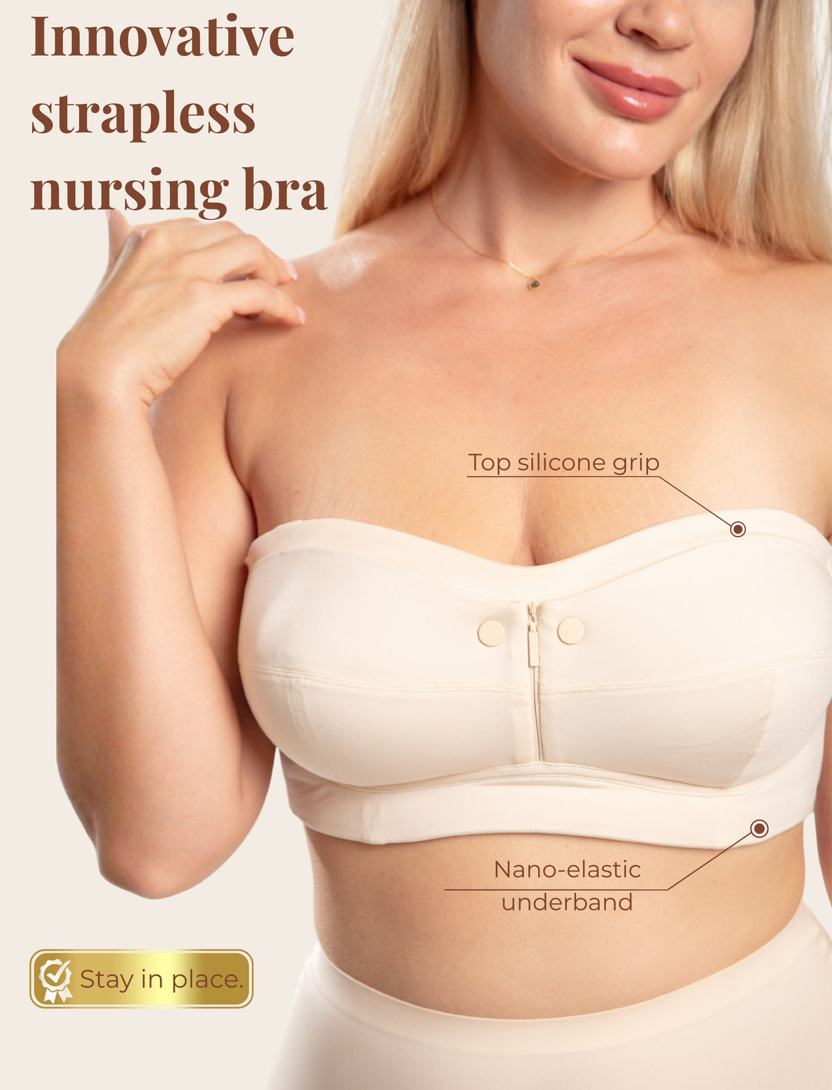 Evamom Premium Strapless Nursing Bra with Removable Straps