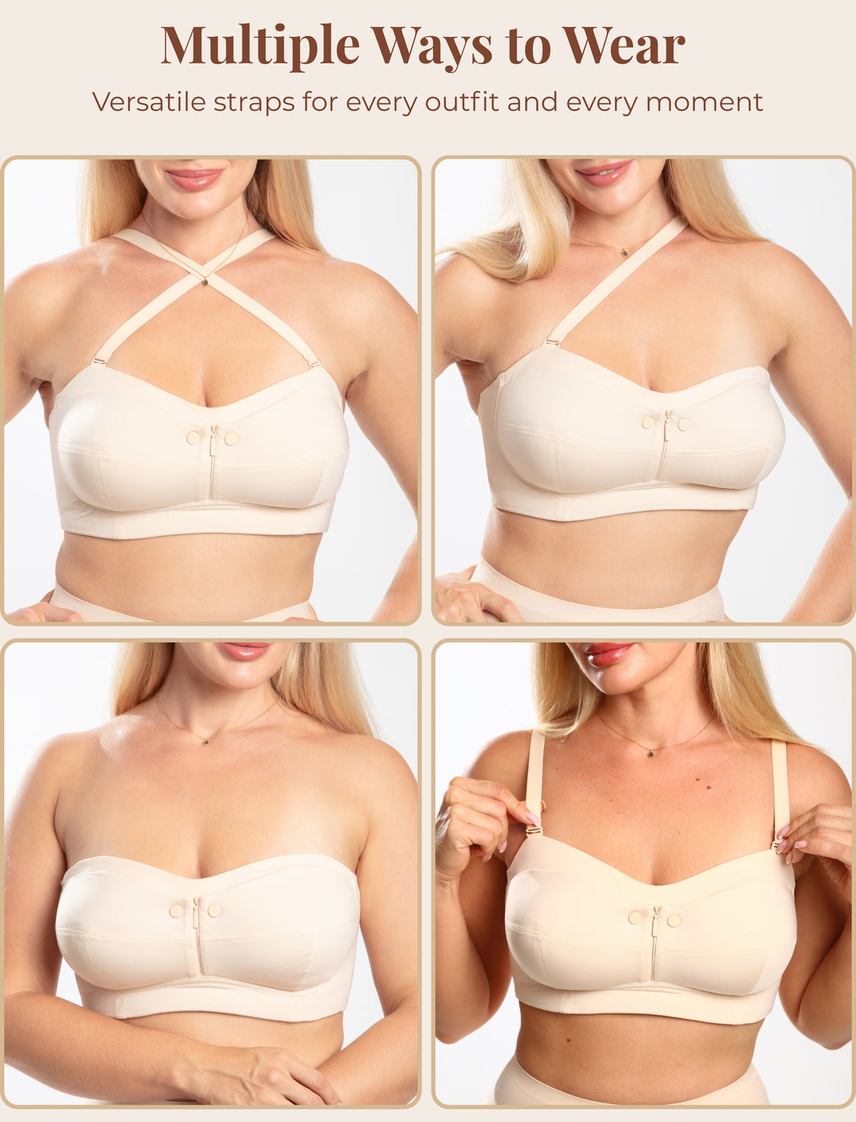 Evamom Premium Strapless Nursing Bra with Removable Straps