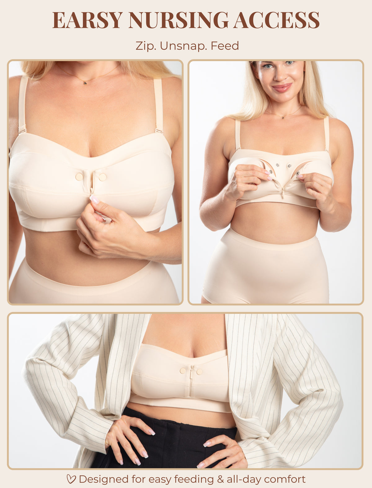 Evamom Premium Strapless Nursing Bra with Removable Straps