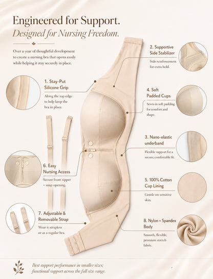 Evamom Premium Strapless Nursing Bra with Removable Straps
